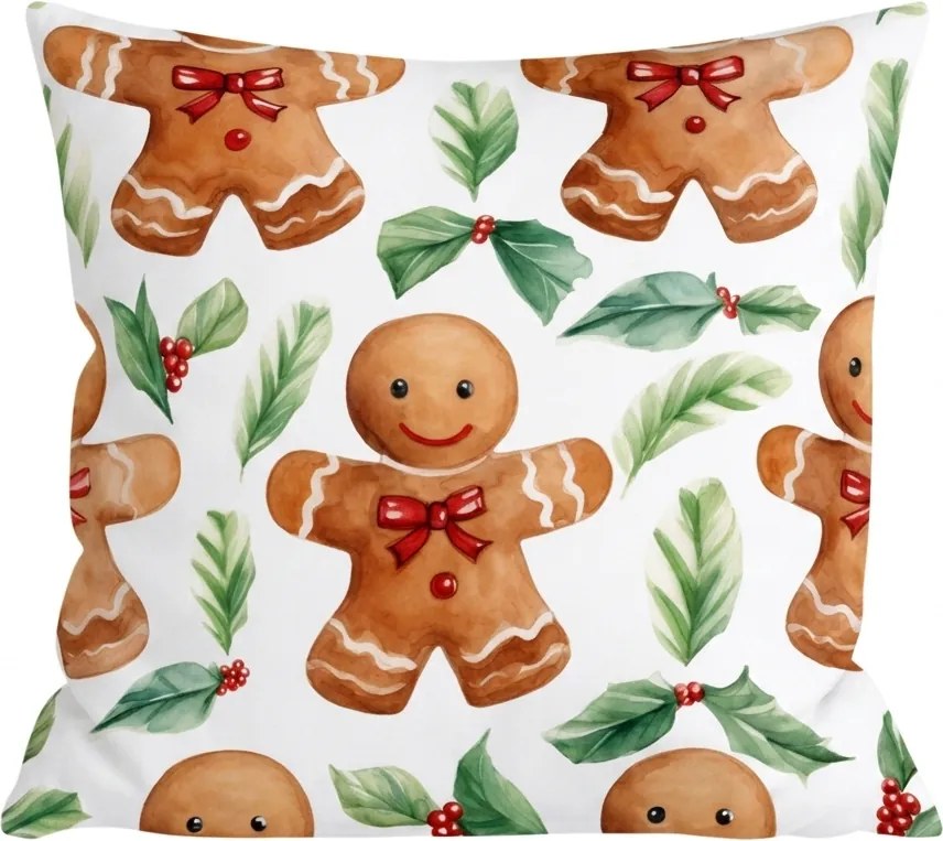 Flanelowa poszewka na poduszkę MERRY GINGER 45x45 cm, kolorowa