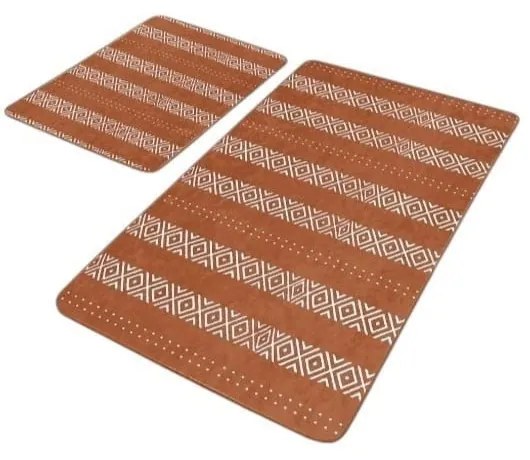 Brązowe aksamitne dywaniki łazienkowe zestaw 2 szt. 60x100 cm – Mila Home