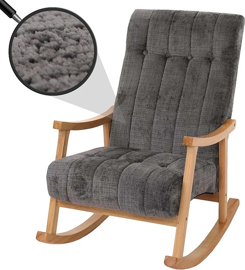 Fotel bujany MCW-K10,  ciemnoszary, stelaż naturalny