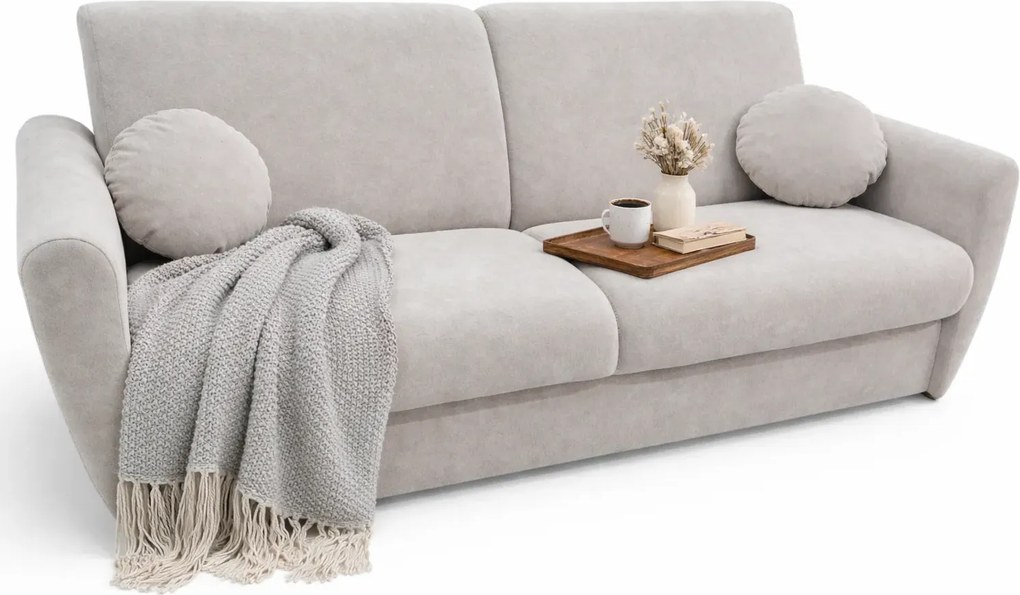 Jasnoszara sofa typu wersalka z poduszkami G7-K53