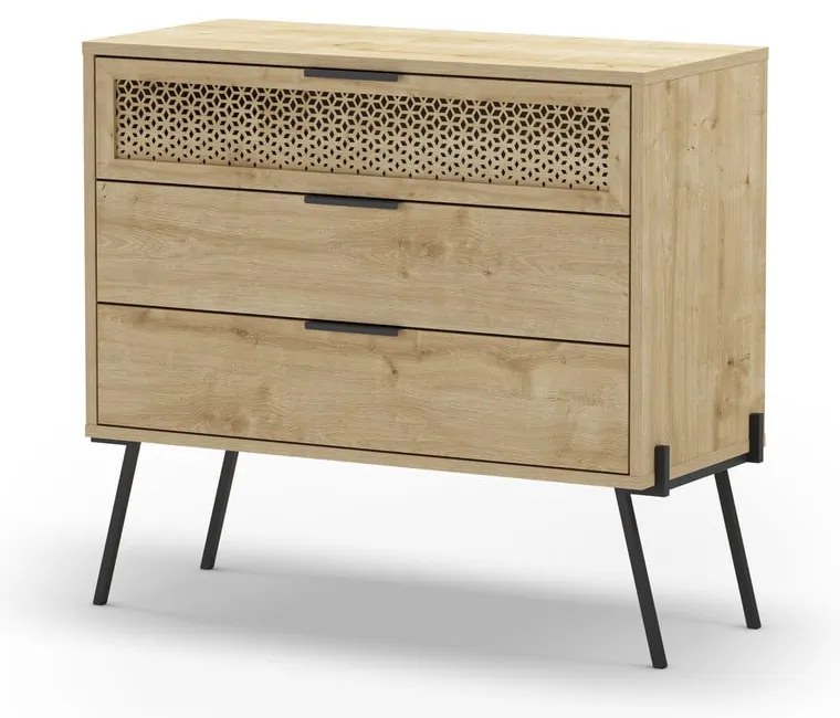 Niska komoda w dekorze dębu 90x83 cm Ecrin – Marckeric