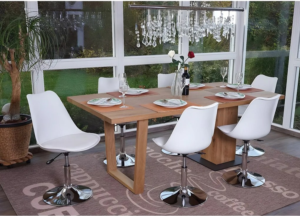 Krzesło do jadalni Vaasa T501 (zestaw 6 sztuk),  biały, chromowana podstawa