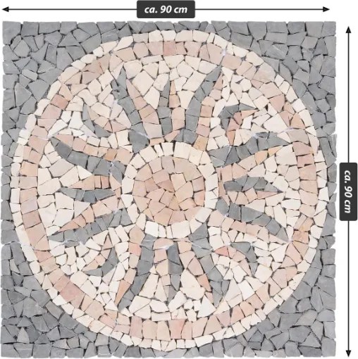 Mozaika marmurowa Rosone Sonne 90x90 cm szara kremowa różowa
