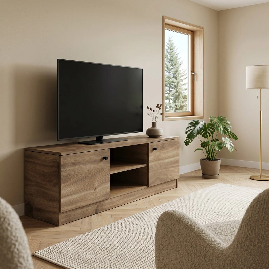 Szafka RTV stojąca NESTOS 120 cm do Salonu pod Telewizor - Brązowy