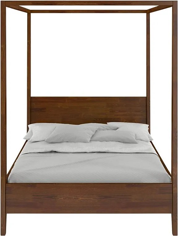 Łóżko bukowe Visby CANOPY z baldachimem, 140x200, orzech