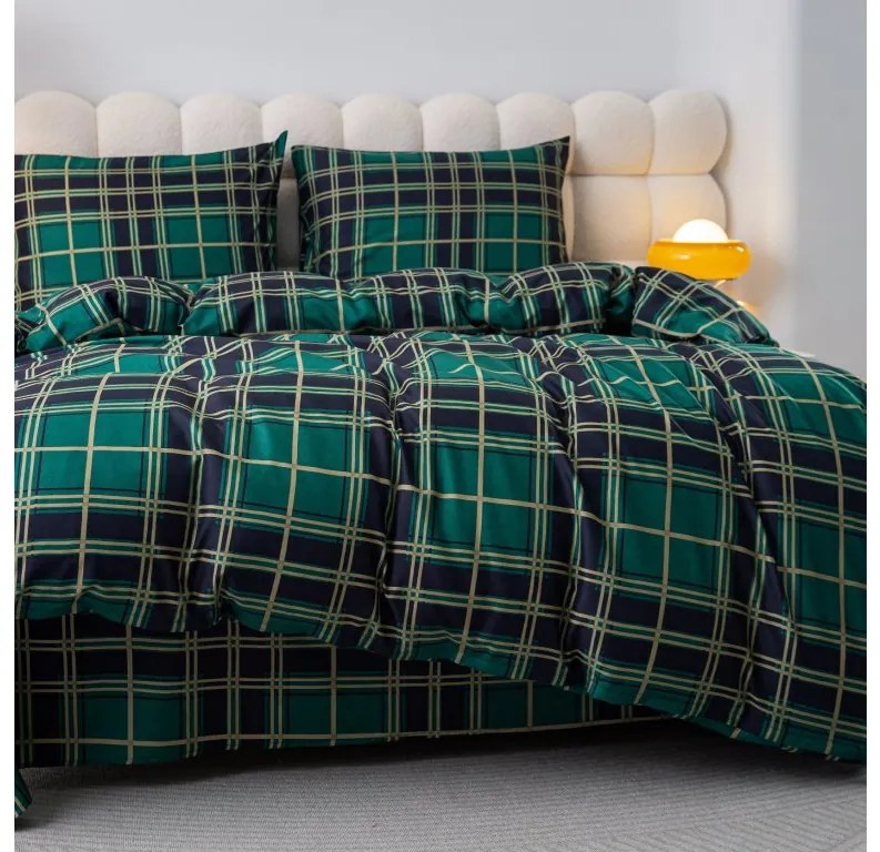 PrzytulneMieszkanie.pl PrzytulneMieszkanie.pl Flanelowa pościel KOSTKA zielona Rozmiar pościeli: 70 x 90 cm | 140 x 220 cm