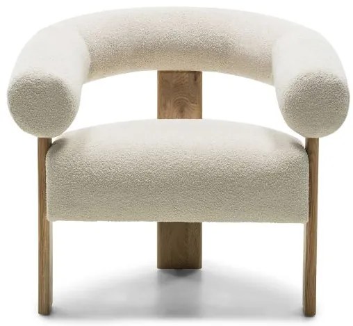 Kremowy designerski fotel KOKEI, dąb