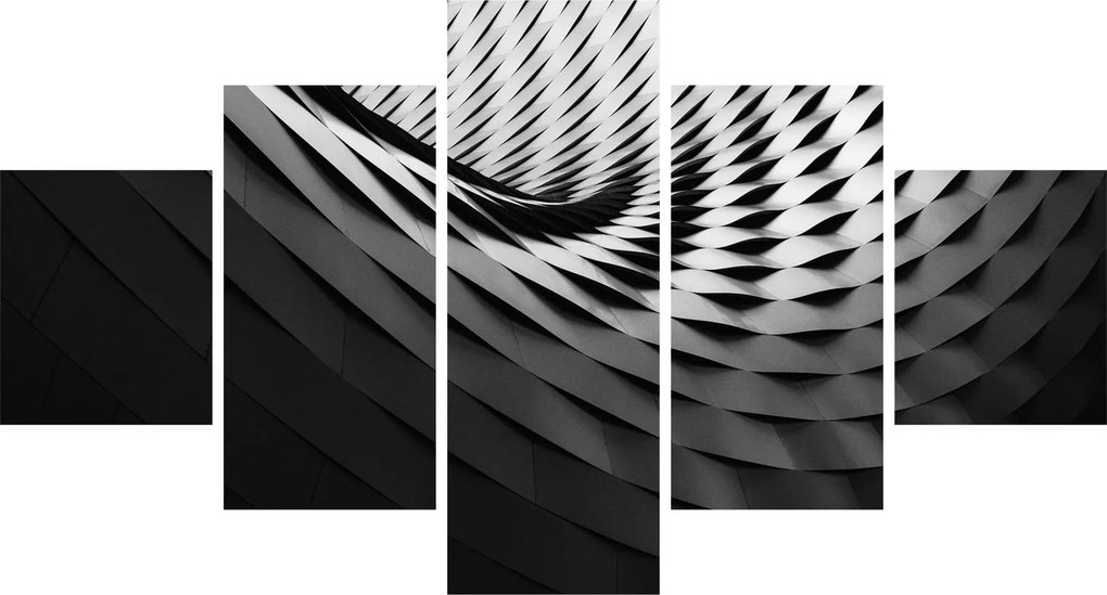 Abstrakcyjny obraz - czarno - biała spirala (125x70 cm)