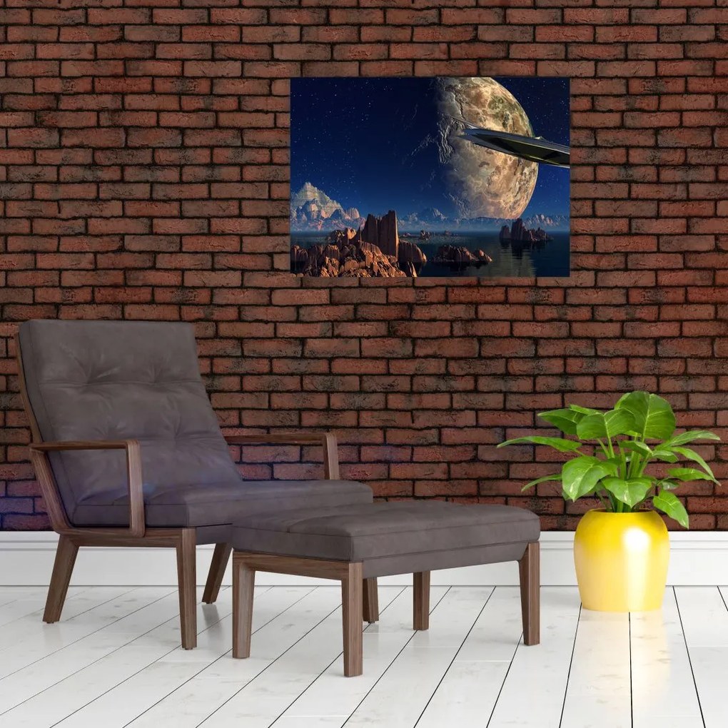 Obraz - Przybycie kosmitów (70x50 cm)