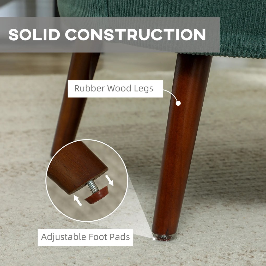 HOMCOM Fotel Welurowy Butelkowa Zieleń Retro Fotel Akcentowy do Salonu i Biura Miękki z Poduszką Lędźwiową | Aosom PL