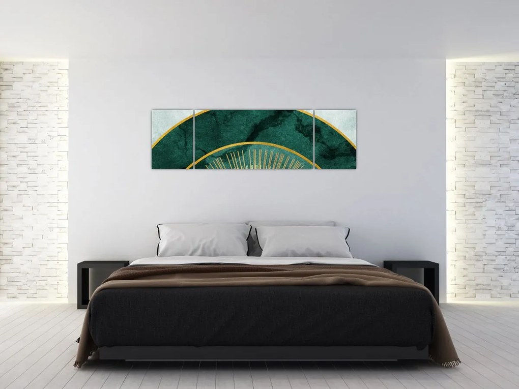 Obraz - Kształty ze złotą teksturą (170x50 cm)