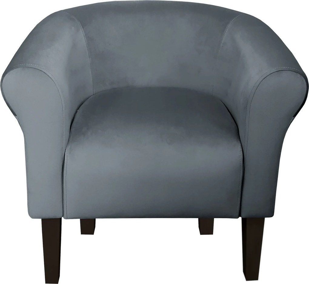 Fotel Milo tkanina Welur wygodny fotel tapicerowany do salonu i sypialni : Kolor nogi - Venge, Kolor tkaniny - VELVET - BL14, Wysokość nogi - 20 cm