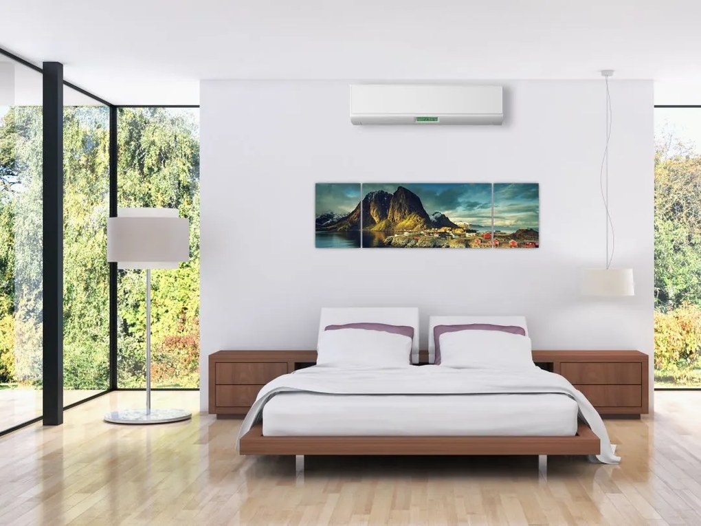 Obraz wioski rybackiej w Norwegii (170x50 cm)