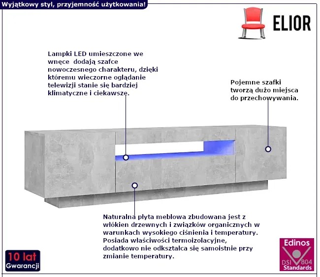 Szafka RTV w kolorze szarego betonu N0-B50
