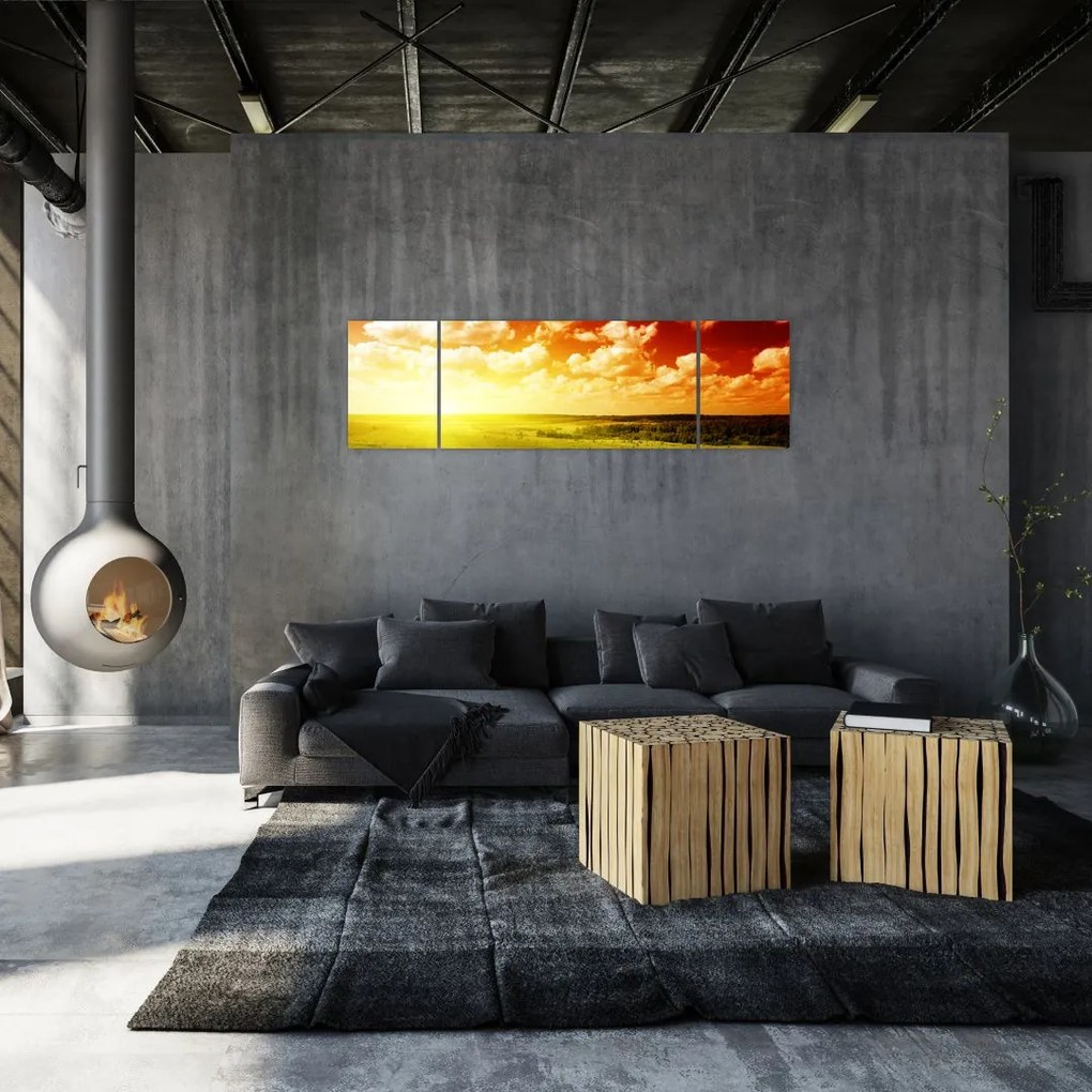 Obraz łąki ze świecącym słońcem (170x50 cm)