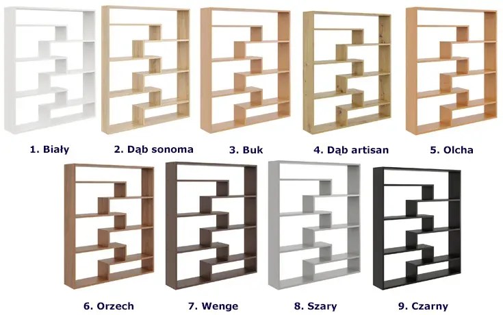 Regał skandynawski w kolorze olchy B2-R55