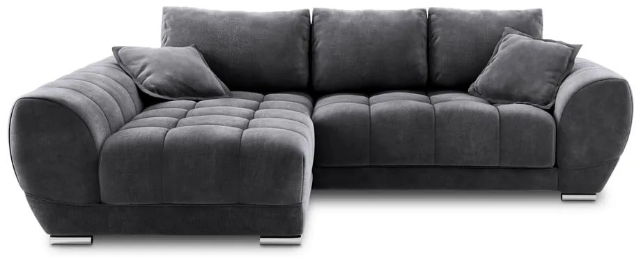Ciemnoszary rozkładany narożnik z aksamitnym obiciem Windsor &amp; Co Sofas Nuage, lewostronny