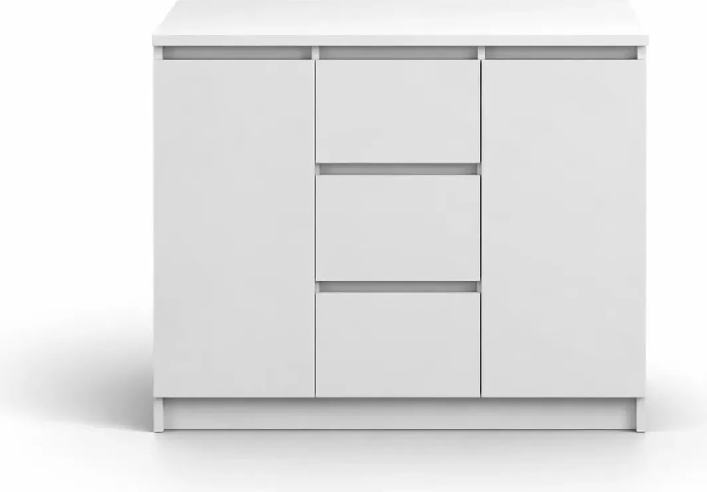 Komoda Latifa 2D3S 120 cm biała 3 szuflady 2 drzwi nowoczesna bezuchwytowa do sypialni