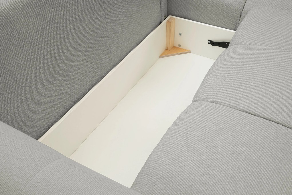 Masseno Narożnik MODA z funkcją spania i pojemnikiem na pościel Narozniki L, Rozkładana sofa - Szary, NORDIC ASH