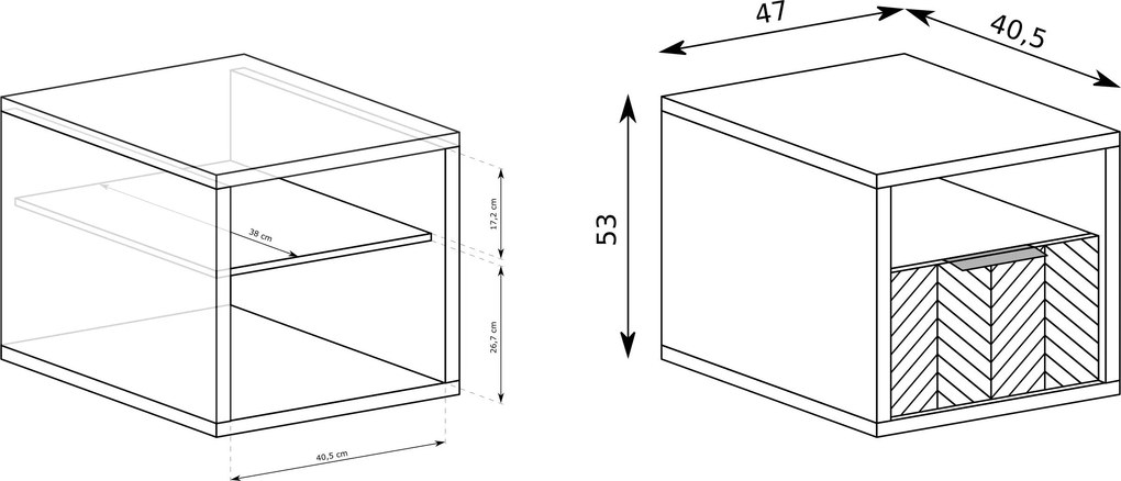 Szafka Nocna 159 CARINI 47 cm Stolik Nocny do Sypialni