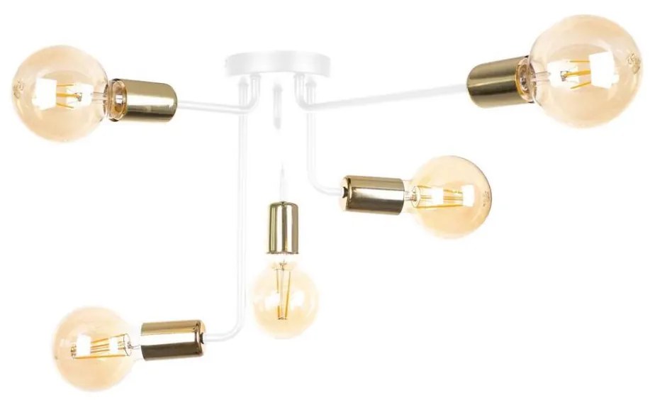 żyrandol natynkowy NIXO 5xE27/60W/230V biały/guldfarvet