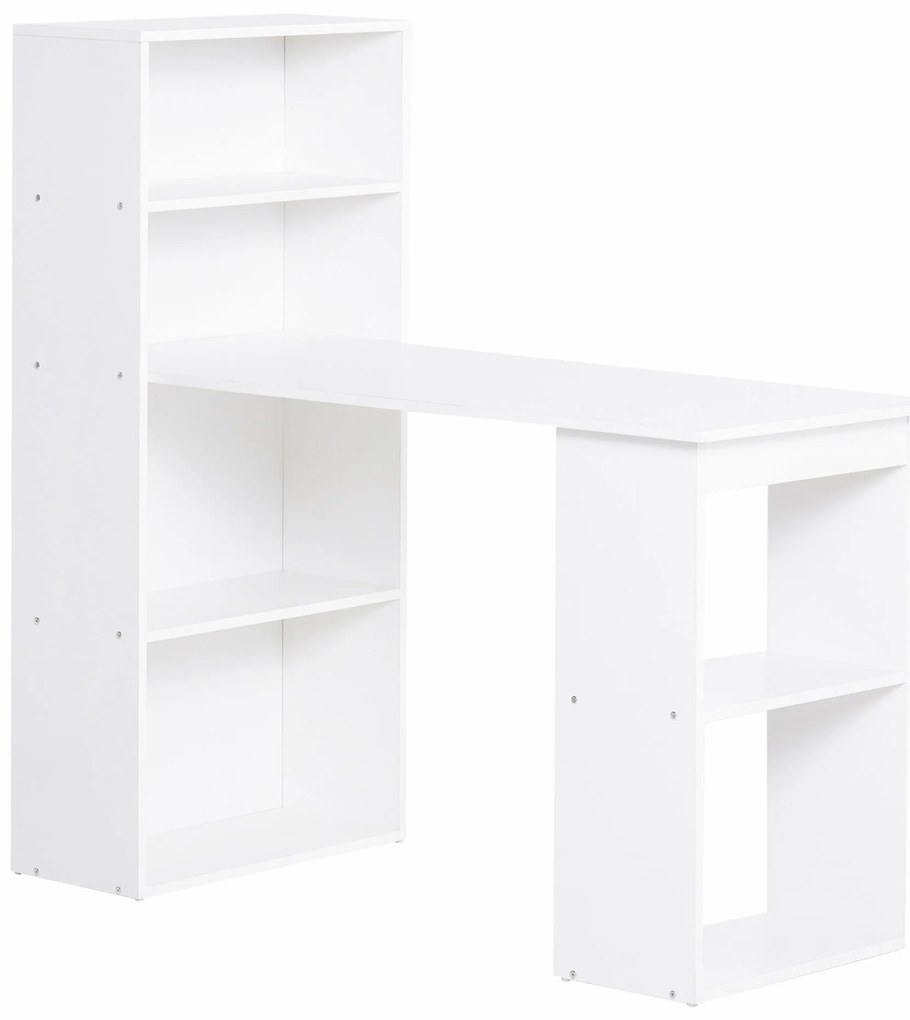 HOMCOM Biurko kuchenne z półką, stolik komputerowy, stół do pracy, stolik na laptopa, regał biurowy, biały, 120 x 55 x 120 cm