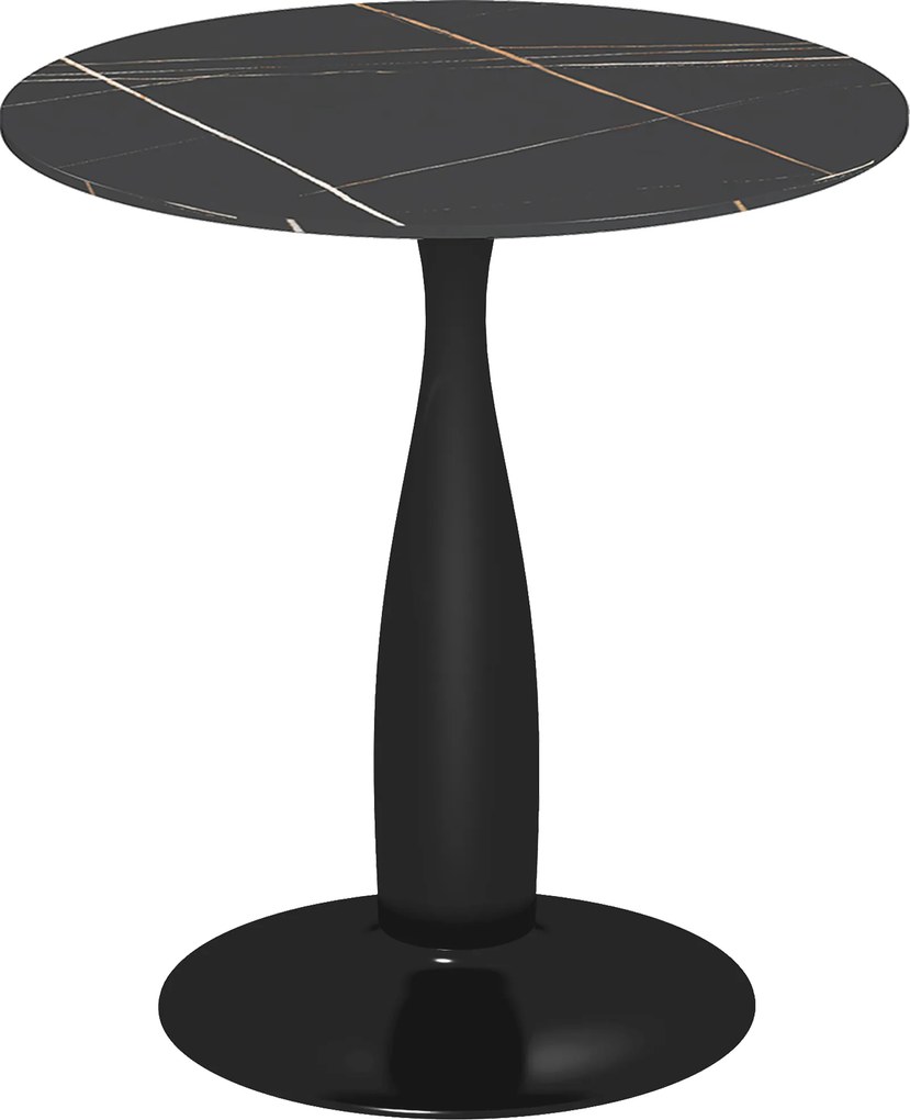 HOMCOM Okrągły Stół Jadalniany, Stal Malowana Proszkowo, MDF z Powłoką Melaminową, Antypoślizgowe Stopy, 70 x 74 cm, Czarny