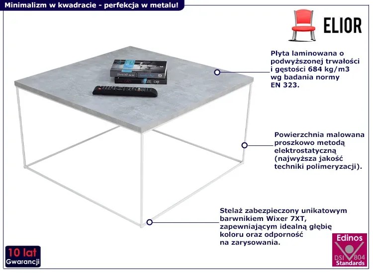 Kwadratowy stolik kawowy beton - Otax 5X