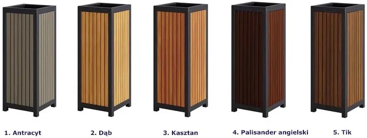 Parkowy kosz na śmieci w kolorze palisandru L4-S95