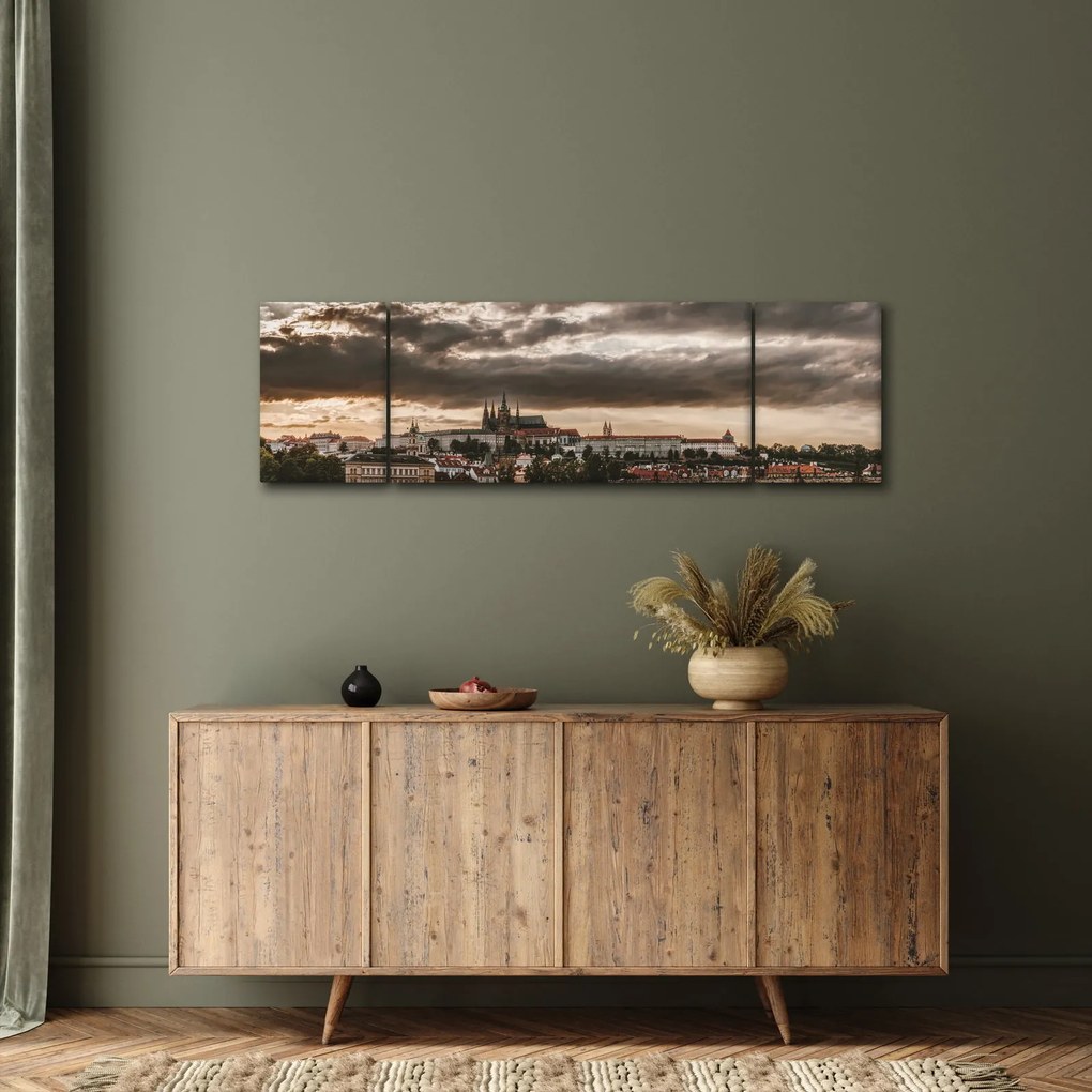 Obraz Zamku Praskiego o zmierzchu (170x50 cm)