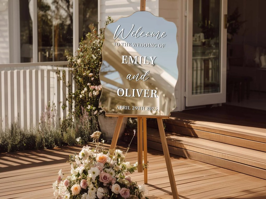 Spersonalizowana naklejka na lustro S50 – Welcome to the wedding of...