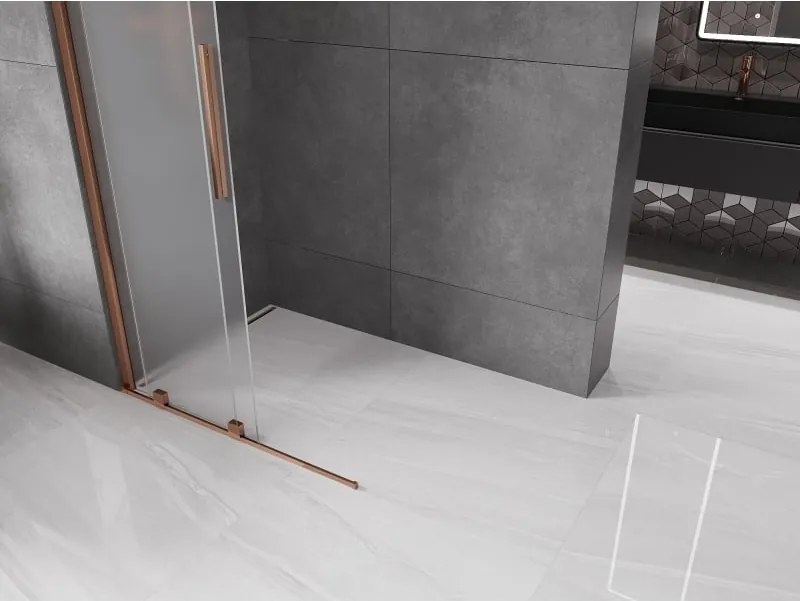 Mexen Velar ścianka prysznicowa rozsuwana Walk-in 120 x 200 cm, szron 8 mm, różowe złoto - 871-120-000-33-60