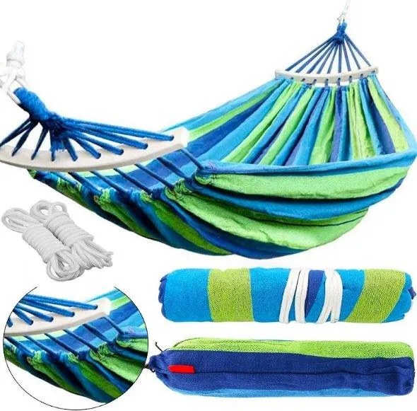 Niebieski hamak dla 2 osób 190x150 cm