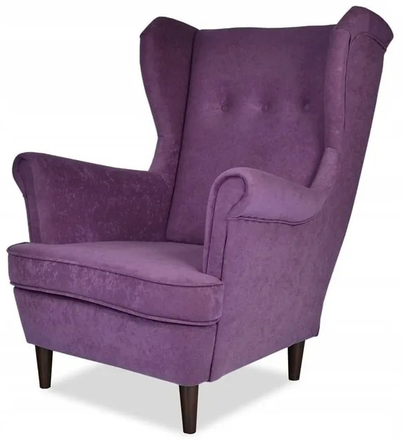 Fotel USZAK fioletowy jagodowy welur FAMILY MEBLE - DOSTĘPNY OD RĘKI