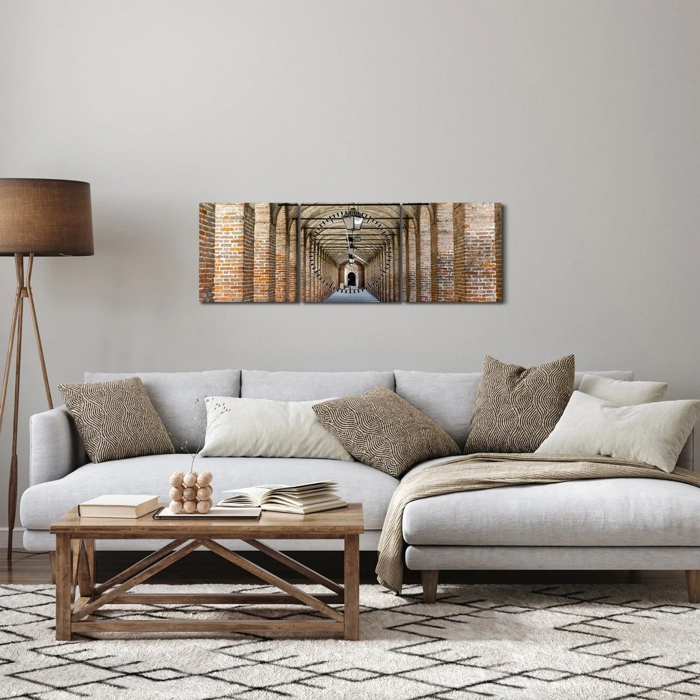 Obraz - Korytarz 3D (z zegarem) (90x30 cm)
