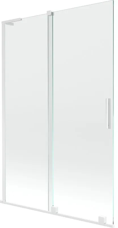 Mexen Velar L parawan nawannowy 2-skrzydłowy rozsuwany 120 x 150 cm, transparent, biały - 896-120-003-01-20