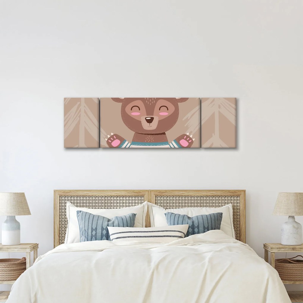 Obraz - Miś w koszulce w paski (170x50 cm)