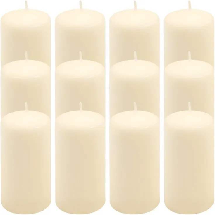 Zestaw świec filarowych, 11,5 cm, Ø 6 cm, kremowe, 12 szt.