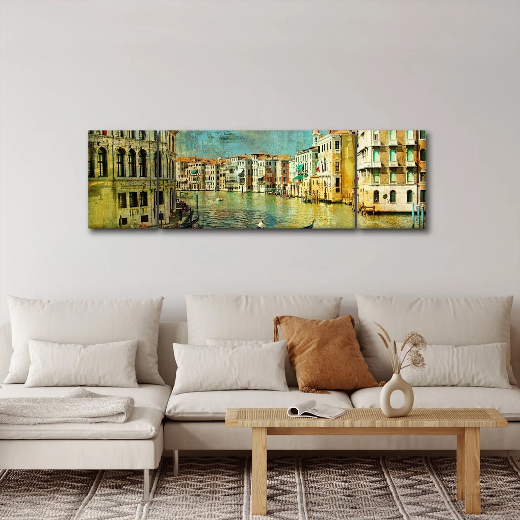 Obraz - Kanał wenecki i gondole (170x50 cm)