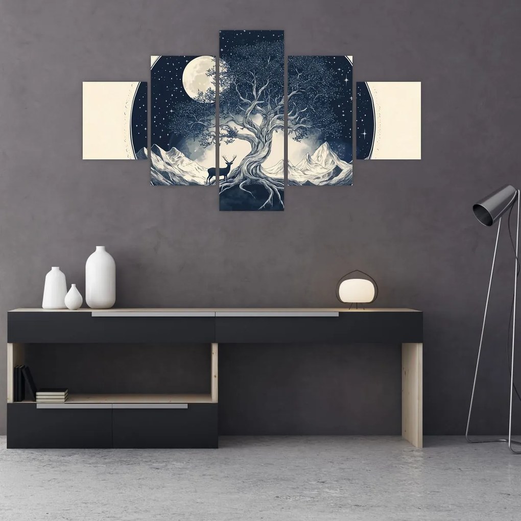 Obraz – Magiczne drzewo z jeleniem I. (125x70 cm)