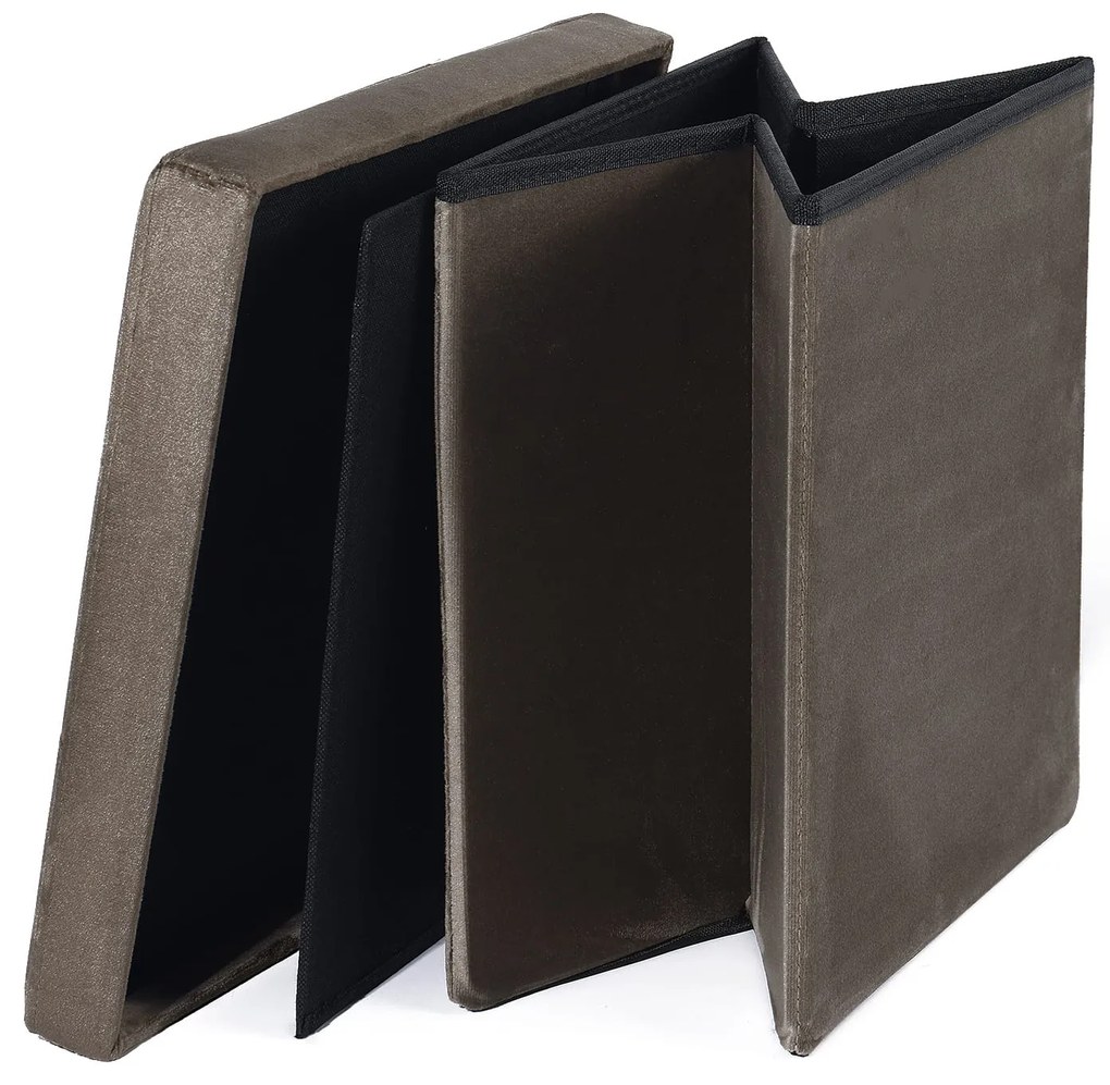 Brązowy składany taboret ZAREX VELVET L