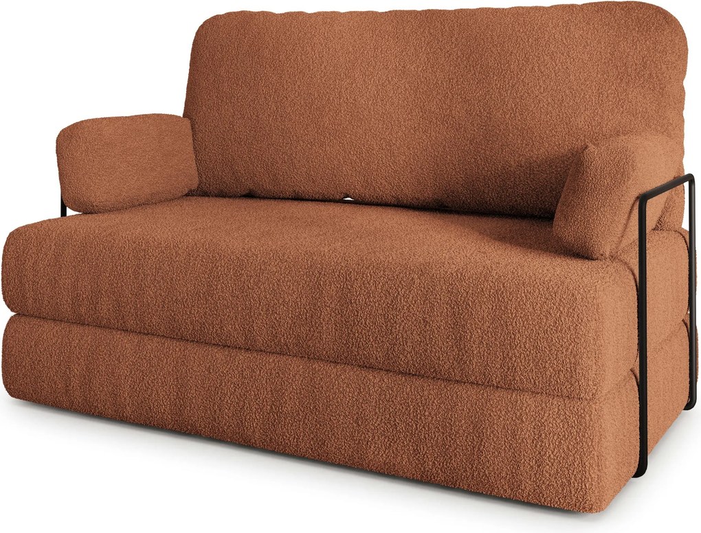 Masseno Sofa piankowa KESTE z funkcją spania, Kanapa z pianki do salonu, Bezmontażowa, Tkanina bucle – Miedziany QUELLE 54