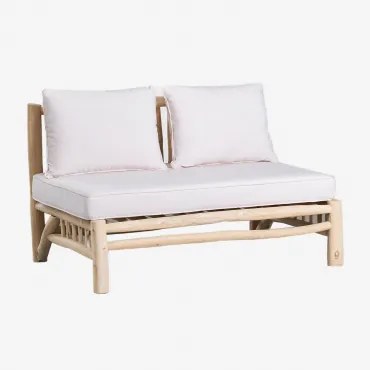 Dwuosobowa Sofa Bez Podłokietników Z Drewna Tekowego Narel Brązowy Naturalne Drewno - Sklum