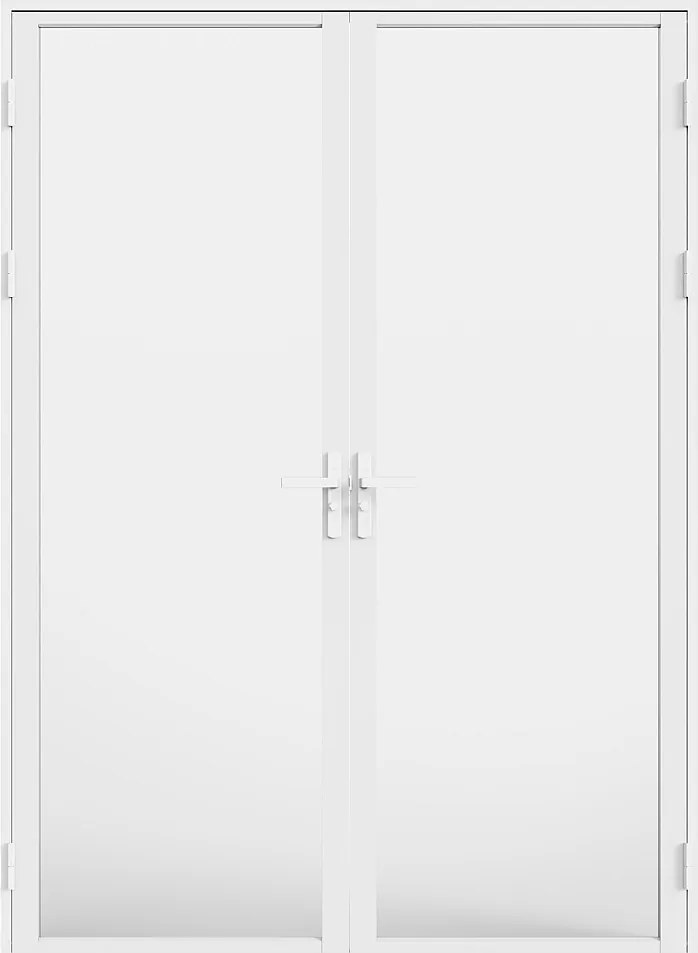 Odwracalny blok drzwiowy dwuskrzydłowy z aluminium i matowego szkła hartowanego - 2 x W204 x S73 cm - Biały - LOXTON