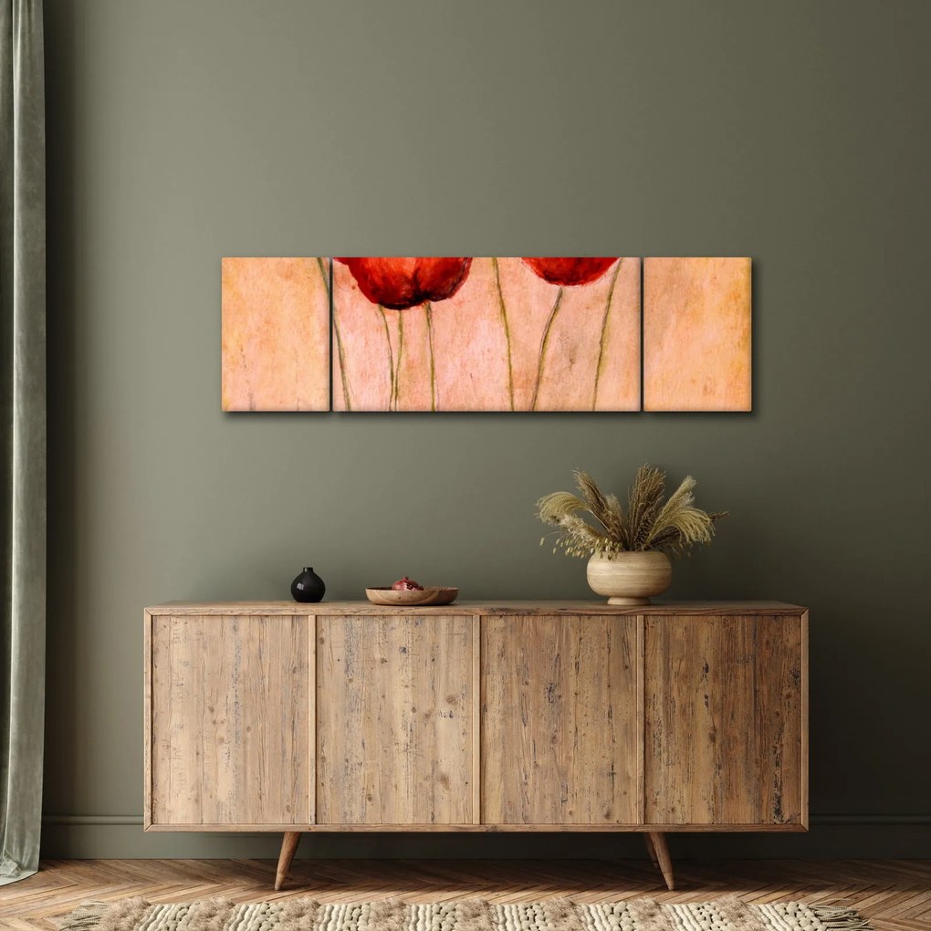 Obraz - Czerwone tulipany (170x50 cm)