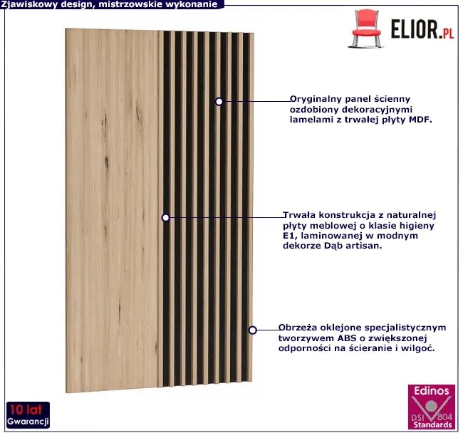 Ozdobny panel ścienny lamelowy dąb artisan Z5-D37