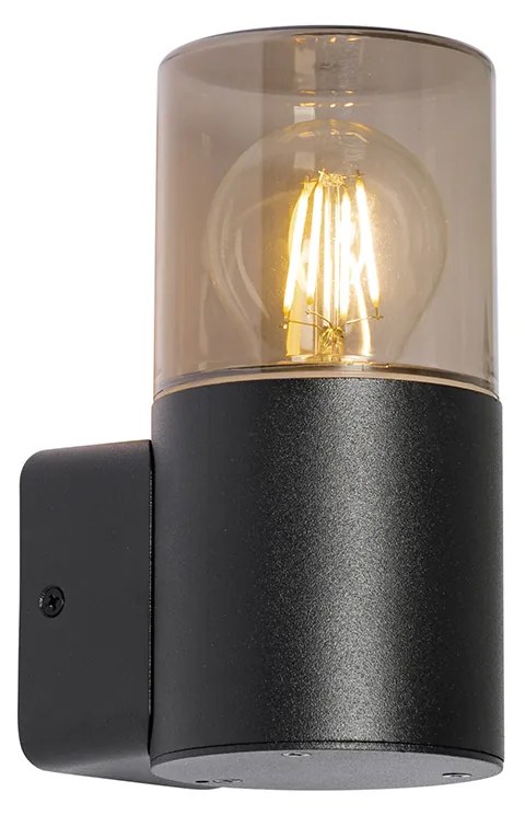 Zewnetrzna Nowoczesna lampa ścienna zewnętrzna czarna z kloszem w kolorze dymu IP44 - Odense Nowoczesny Oswietlenie zewnetrzne
