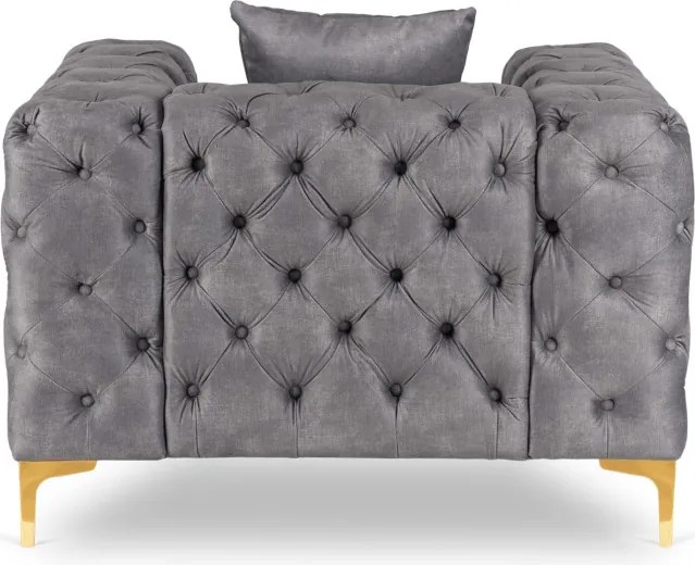Fotel Wypoczynkowy SORRENTO 1S Szary Welurowy Nowoczesny Glamour