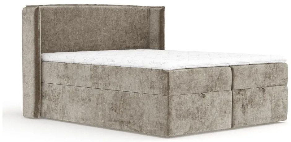 Beżowe łóżko boxspring ze schowkiem 180x200 cm Passion – Maison de Rêve