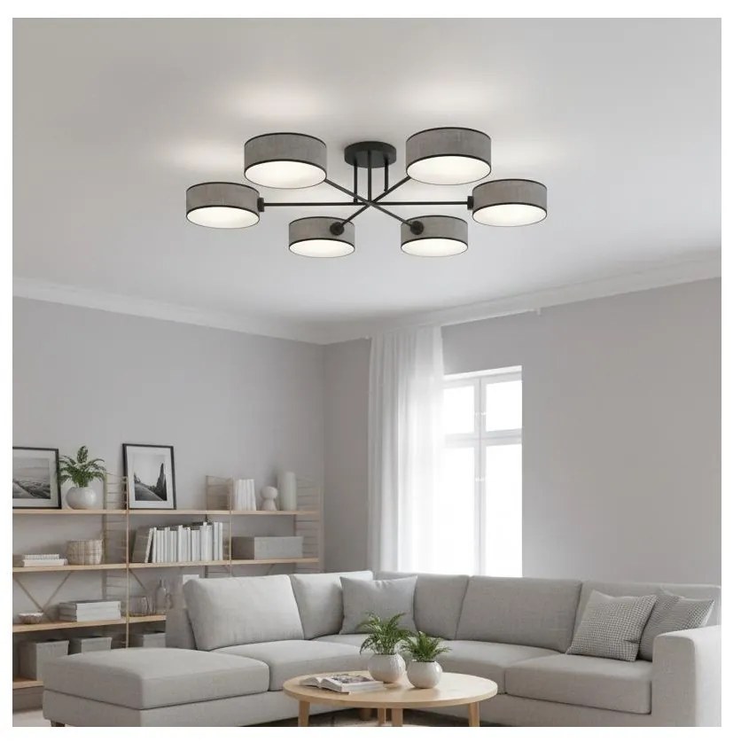 Przysufitowy żyrandol MAGA 6xE14/10W/230V szary